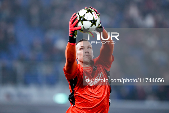 Lukasz Skorupski of Bologna FC during the UEFA Champions League 2024/25 League Phase MD4 match between Bologna FC and AS Monaco at Stadio Re...