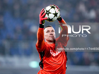 Lukasz Skorupski of Bologna FC during the UEFA Champions League 2024/25 League Phase MD4 match between Bologna FC and AS Monaco at Stadio Re...