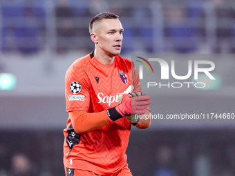 Lukasz Skorupski of Bologna FC during the UEFA Champions League 2024/25 League Phase MD4 match between Bologna FC and AS Monaco at Stadio Re...