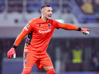 Lukasz Skorupski of Bologna FC gestures during the UEFA Champions League 2024/25 League Phase MD4 match between Bologna FC and AS Monaco at...