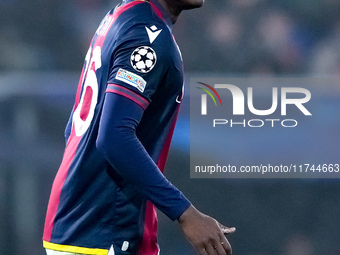 Jhon Lucumi of Bologna FC looks on during the UEFA Champions League 2024/25 League Phase MD4 match between Bologna FC and AS Monaco at Stadi...