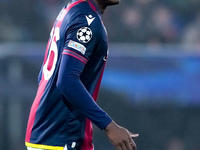 Jhon Lucumi of Bologna FC looks on during the UEFA Champions League 2024/25 League Phase MD4 match between Bologna FC and AS Monaco at Stadi...