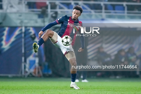 Dan Ndoye of Bologna FC during the UEFA Champions League 2024/25 League Phase MD4 match between Bologna FC and AS Monaco at Stadio Renato Da...