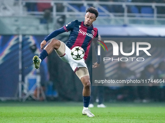 Dan Ndoye of Bologna FC during the UEFA Champions League 2024/25 League Phase MD4 match between Bologna FC and AS Monaco at Stadio Renato Da...