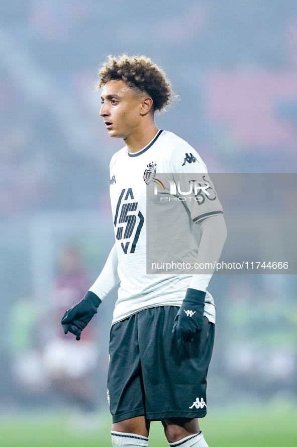 Eliesse Ben Seghir of AS Monaco looks on during the UEFA Champions League 2024/25 League Phase MD4 match between Bologna FC and AS Monaco at...