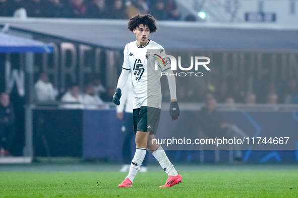 Maghnes Akliouche of AS Monaco looks on during the UEFA Champions League 2024/25 League Phase MD4 match between Bologna FC and AS Monaco at...