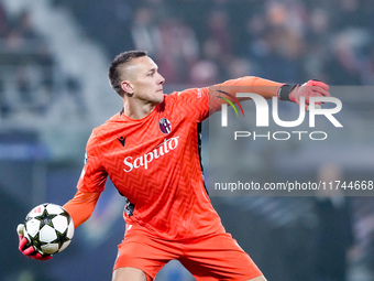 Lukasz Skorupski of Bologna FC during the UEFA Champions League 2024/25 League Phase MD4 match between Bologna FC and AS Monaco at Stadio Re...