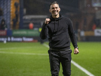 Wycombe Wanderers F.C. manager Matt Bloomfield celebrates at full time during the Sky Bet League 1 match between Stockport County and Wycomb...