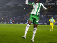 Beryly Lubala #30 of Wycombe Wanderers F.C. celebrates at full time during the Sky Bet League 1 match between Stockport County and Wycombe W...