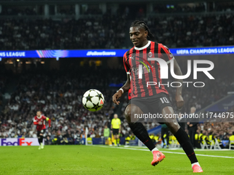 Rafael Leao left winger of AC Milan and Portugal during the UEFA Champions League 2024/25 League Phase MD4 match between Real Madrid C.F. an...