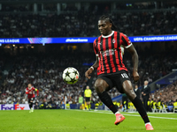 Rafael Leao left winger of AC Milan and Portugal during the UEFA Champions League 2024/25 League Phase MD4 match between Real Madrid C.F. an...