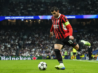 Theo Hernandez left-back of AC Milan and France during the UEFA Champions League 2024/25 League Phase MD4 match between Real Madrid C.F. and...