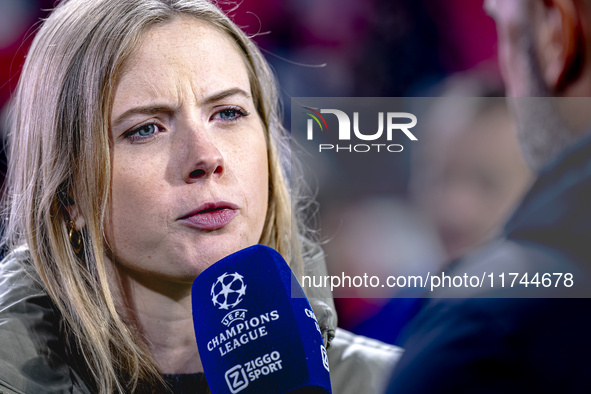 Noa Vahle of ZIGGO Sport is present during the match between PSV and Girona at the Philips Stadium for the UEFA Champions League - League ph...