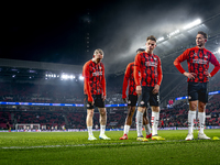 PSV Eindhoven defender Matteo Dams and PSV Eindhoven forward Luuk de Jong participate in the match between PSV and Girona at the Philips Sta...