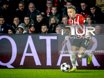 PSV Eindhoven forward Noa Lang plays during the match between PSV and Girona at the Philips Stadium for the UEFA Champions League - League p...