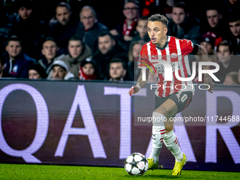 PSV Eindhoven forward Noa Lang plays during the match between PSV and Girona at the Philips Stadium for the UEFA Champions League - League p...