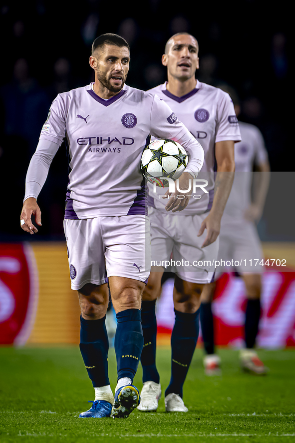 Girona FC defender David Lopez participates in the match between PSV and Girona at the Philips Stadium for the UEFA Champions League - Leagu...