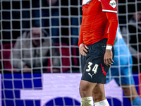 PSV Eindhoven midfielder Ismael Saibari appears dejected after a missed chance during the match between PSV and Girona at the Philips Stadiu...