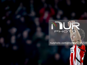 PSV Eindhoven defender Olivier Boscagli celebrates the victory after the game during the match between PSV and Girona at the Philips Stadium...