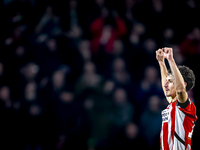 PSV Eindhoven defender Olivier Boscagli celebrates the victory after the game during the match between PSV and Girona at the Philips Stadium...