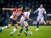 PSV Eindhoven defender Olivier Boscagli and Girona FC forward Bryan Gil participate in the match between PSV and Girona at the Philips Stadi...