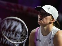 RIYADH, SAUDI ARABIA - NOVEMBER 05: Iga Swiatek of Poland during her match against Coco Gauff of USA, on day 4 of the 2024 WTA Finals, part...