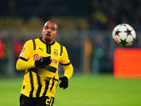 Donyell Malen of Borussia Dortmund  looks on during the Champions League Round 4 match between Borussia Dortmund v SK Sturm Graz at the Sign...