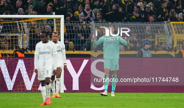 Kjell Scherpen of SK Sturm Graz  gestures during the Champions League Round 4 match between Borussia Dortmund v SK Sturm Graz at the Signal...