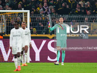 Kjell Scherpen of SK Sturm Graz  gestures during the Champions League Round 4 match between Borussia Dortmund v SK Sturm Graz at the Signal...