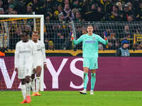 Kjell Scherpen of SK Sturm Graz  gestures during the Champions League Round 4 match between Borussia Dortmund v SK Sturm Graz at the Signal...