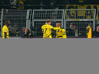 Donyell Malen of Borussia Dortmund  celebrates the teams first goal during the Champions League Round 4 match between Borussia Dortmund v SK...