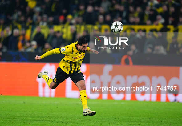 Emre Can of Borussia Dortmund  heads during the Champions League Round 4 match between Borussia Dortmund v SK Sturm Graz at the Signal Luna...