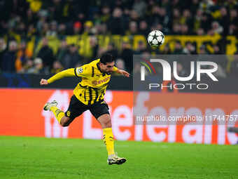 Emre Can of Borussia Dortmund  heads during the Champions League Round 4 match between Borussia Dortmund v SK Sturm Graz at the Signal Luna...