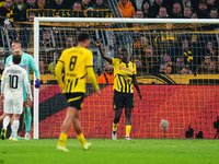 Serhou Guirassy of Borussia Dortmund  gestures during the Champions League Round 4 match between Borussia Dortmund v SK Sturm Graz at the Si...