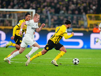 Mika Biereth of SK Sturm Graz  controls the ball during the Champions League Round 4 match between Borussia Dortmund v SK Sturm Graz at the...