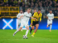 Mika Biereth of SK Sturm Graz  controls the ball during the Champions League Round 4 match between Borussia Dortmund v SK Sturm Graz at the...