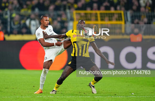 Serhou Guirassy of Borussia Dortmund  controls the ball during the Champions League Round 4 match between Borussia Dortmund v SK Sturm Graz...