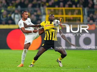 Serhou Guirassy of Borussia Dortmund  controls the ball during the Champions League Round 4 match between Borussia Dortmund v SK Sturm Graz...