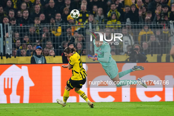 Kjell Scherpen of SK Sturm Graz  controls the ball during the Champions League Round 4 match between Borussia Dortmund v SK Sturm Graz at th...