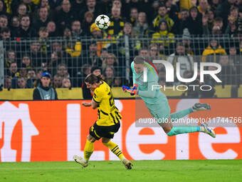 Kjell Scherpen of SK Sturm Graz  controls the ball during the Champions League Round 4 match between Borussia Dortmund v SK Sturm Graz at th...