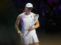 RIYADH, SAUDI ARABIA - NOVEMBER 05: Iga Swiatek of Poland during her match against Coco Gauff of USA, on day 4 of the 2024 WTA Finals, part...