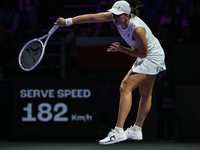 RIYADH, SAUDI ARABIA - NOVEMBER 05: Iga Swiatek of Poland during her match against Coco Gauff of USA, on day 4 of the 2024 WTA Finals, part...