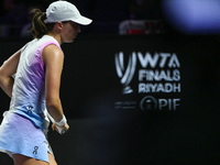 RIYADH, SAUDI ARABIA - NOVEMBER 05: Iga Swiatek of Poland during her match against Coco Gauff of USA, on day 4 of the 2024 WTA Finals, part...