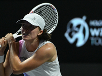 RIYADH, SAUDI ARABIA - NOVEMBER 05: Iga Swiatek of Poland during her match against Coco Gauff of USA, on day 4 of the 2024 WTA Finals, part...