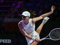 RIYADH, SAUDI ARABIA - NOVEMBER 05: Iga Swiatek of Poland during her match against Coco Gauff of USA, on day 4 of the 2024 WTA Finals, part...