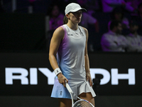 RIYADH, SAUDI ARABIA - NOVEMBER 05: Iga Swiatek of Poland during her match against Coco Gauff of USA, on day 4 of the 2024 WTA Finals, part...