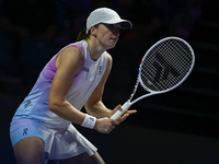 RIYADH, SAUDI ARABIA - NOVEMBER 05: Iga Swiatek of Poland during her match against Coco Gauff of USA, on day 4 of the 2024 WTA Finals, part...