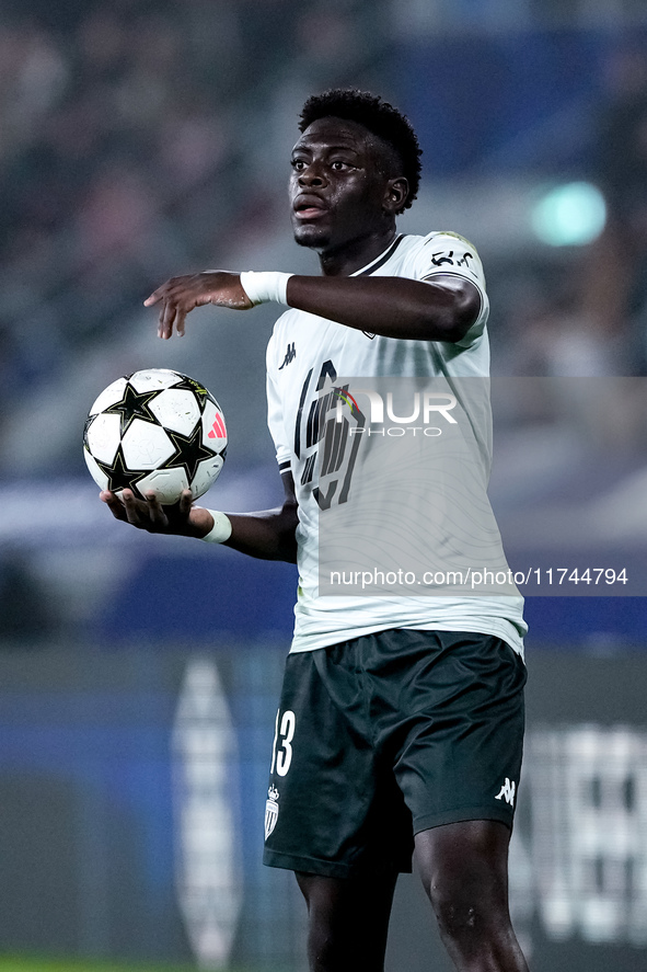 Christian Mawissa of AS Monaco during the UEFA Champions League 2024/25 League Phase MD4 match between Bologna FC and AS Monaco at Stadio Re...