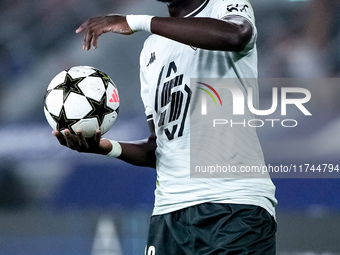 Christian Mawissa of AS Monaco during the UEFA Champions League 2024/25 League Phase MD4 match between Bologna FC and AS Monaco at Stadio Re...