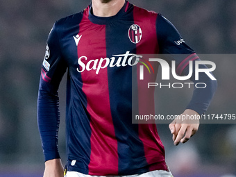 Giovanni Fabbian of Bologna FC looks on during the UEFA Champions League 2024/25 League Phase MD4 match between Bologna FC and AS Monaco at...